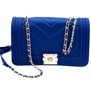 SOLD.   Badgley Mischka NWT Royal Blue Quilted Crossbody Bag